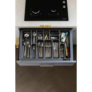 85x49 cm_Antrasit  mikro kabartma desenli çekmece içi kaşıklık, ücretsiz kesim