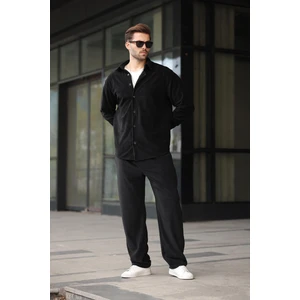 Siyah Kadife Erkek Gömlek Pantolon Takım E7334