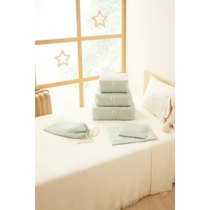 Ocean Home Textile 6'lı Mint Dama Desen Pamuklu Bavul Içi Düzenleyici Set