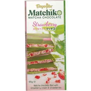 Beyoğlu Çikolata Matchiko Çilek Kremalı ve Parçacıklı Matcha Çikolata 95 Gr.
