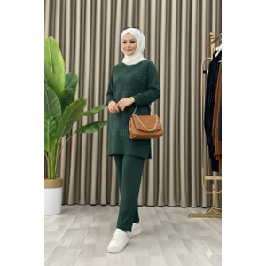 Taş Baskı Desenli Tunik Pantolon Ikili Takım