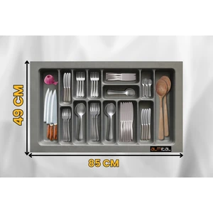 85x49 cm. 14 Gözlü Antrasit Çekmece Içi Kaşıklık 79*41 Cm'e Kadar Kesilebilir