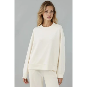 Kadın Modal Touch Basic Sweatshirt Fildişi Doğal