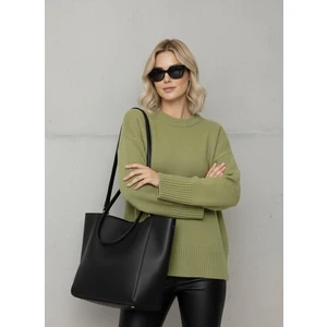 Basic Kadın Kazak Yeşil Oversize