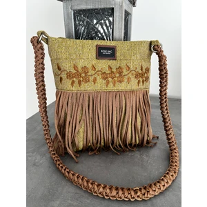 Nakışlı Hasır Kumaş Çapraz Çanta