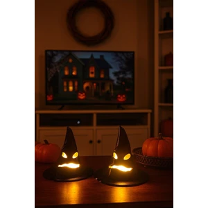 Novatech İnovasyon Korku Şapka Figrülü 2’li Pilli Mum Ile Kullanım Dekoratif Aksesuar Masaüstü Obje Halloween Süs