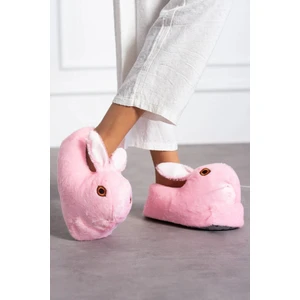 Tavşanlı Hayvan Figürlü Peluş Panduf Kadın Ev Botu Ev Panduf Hafif Ses Yapmaz Taban