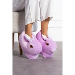 Tavşanlı Hayvan Figürlü Peluş Panduf Kadın Ev Botu Ev Panduf Hafif Ses Yapmaz Taban