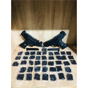 Boncuklu 2 Adet Uzi Silah + 42 Paket Mermi