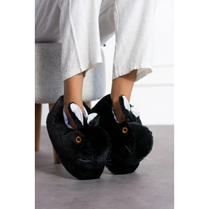 Tavşanlı Hayvan Figürlü Peluş Panduf Kadın Ev Botu Ev Panduf Hafif Ses Yapmaz Taban
