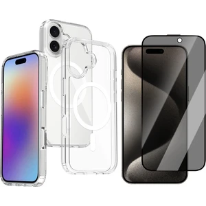 iPhone 17 Uyumlu Kılıf M-Safe Şarj Özellikli Şeffaf Sert Pc Zore Embos Kapak + Hayalet Ekran Koruyucu