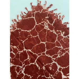 Püsküllü Mermer Desen Tülbent Yazma