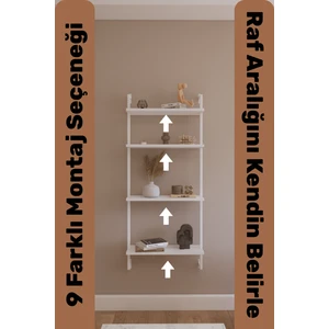Modüler Model 4 Raflı Duvara Monte Kitaplık Duvar Rafı Aksesuar Rafı