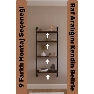 Modüler Model 4 Raflı Duvara Monte Kitaplık Duvar Rafı Aksesuar Rafı