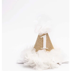 Beyaz  1 Yaş Huni Doğum Günü Tacı