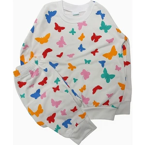 Kız Çocuk Uzun Kollu Kelebek Desenli Mevsimlik Pamuklu Pijama Takımı