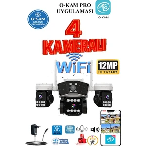4 Kameralı 12MP Wifi Güvenlik Kamerası – Çift Yönlü Ses, Kişi Algılama, Yağmur & Kara Dayanıklı