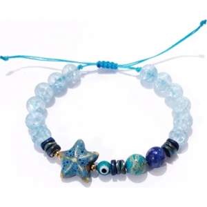 Funny Takı Necef Lapis Lazuli Varisit Hematit Doğaltaşlı Nazar ve Seramik Boncuklu Bileklik