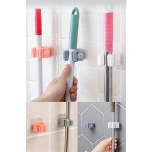 Paspas Süpürge Fırça ve Mop Askısı Sap Tutucu Mutfak ve Banyo Askısı 3 Lü Set  Paspas Tutucu