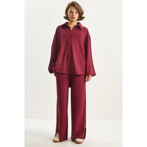 Kadın Yumuşak Dokulu Bisiklet Yaka Oversize Sweat Pantolon Viskon Dalgıç Takım