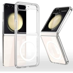 Samsung Galaxy Z Flip 7 Kılıf Kablosuz Şarj Özellikli Şeffaf Sert Pc Embos Kapak