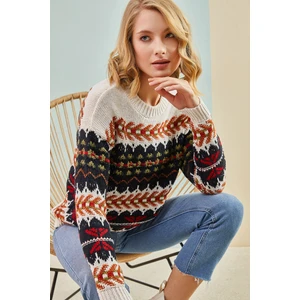 Kadın Multi Desenli Triko Kazak