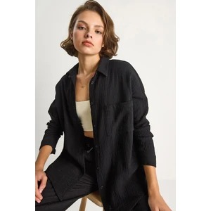 Kadın Oversize Basic Müslin Gömlek