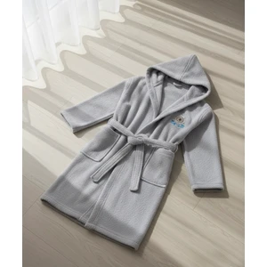 Hera Textile Kapüşonlu ve Kemerli Pamuklu GRİ Erkek-Kız Genç Çocuk Bornozu(PAMUKLU-DÜMEN NAKIŞLI-YUMUŞAK)