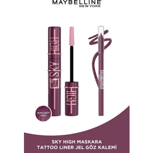 Maybelline New York Lash Sensational Sky High Burgundy Haze Maskara & Tattoo Liner Jel Göz Kalemi Berry Bliss Mürdüm