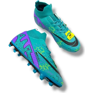 Çoraplı Halısaha & Çimsaha Krampon Turkuaz Mor Desenli