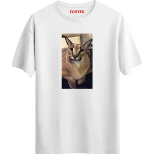 Floppa Cute Meme T-Shirt, Erkek Tişört, Kadın Tişört, Unisex Beyaz T-Shirt
