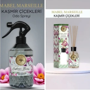 Mabel Marseille Çubuklu Oda Kokusu Kaşmir Çiçekleri 100 ml + 500ML Oda Spreyi Kaşmir Çiçekleri