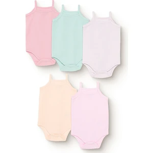 Hellobaby Kız Bebek 5li Atlet Body Ribana Bisiklet Yaka Ip Askılı