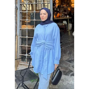 Belden Bağlamalı Tunik Gömlek Bebe Mavisi