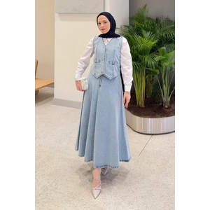 Kruvaz Kapama Kot Etekli Takım Mavi