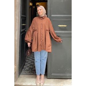 Lopez Balon Kol Tunik Acı Kahverengi