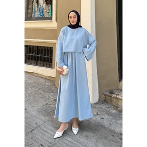 Etekli Tesettür Takım Bebe Mavisi