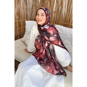 Çiçek Desen Soft Şal Koyu Bordo