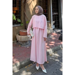 Etekli Tesettür Takım Pembe