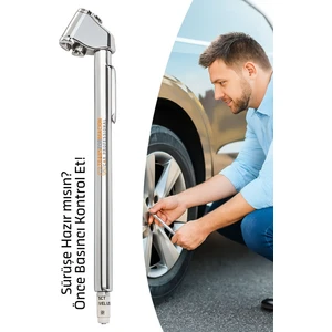 Metal Lastik Hava Basınç Ölçer – 120 PSI / 8.5 BAR | Çift Ölçekli | Otomobil, Motosiklet, Bisiklet ve Ticari Araçlar İçin 422456