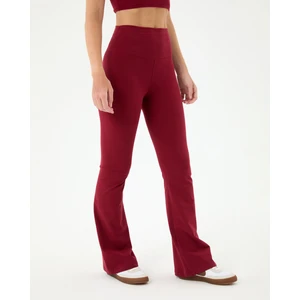 Ayma Active Kadın Bordo Koyu Kırmızı Flare Tayt - Yüksek Bel, Dize Kadar Oturan İspanyol Paça Tayt, Spor ve Günlük Kullanım