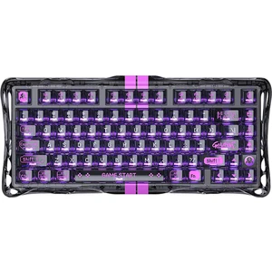 Mercury V75 Lite He Hall Effect Manyetik Switch Gaming Klavye, Hot-Swappable, Rapid Trigger, 8000Hz, 0.25MS Ultra Düşük Gecikme, Kablolu, Rgb Işıklı, Ingilizce Q, Transparent Black