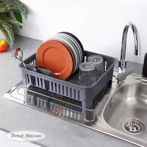 Çok Amaçlı Plastik Bulaşıklık Tabaklık, Kaşıklık, Bardaklık Tezgah Üstü Bulaşık Kurutma Gri