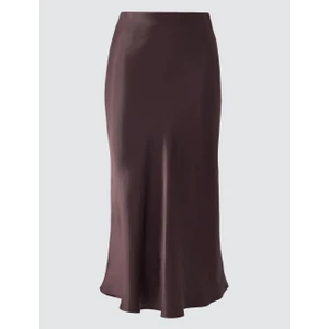 Jimmy Key Acı Kahve Dar Kesim Normal Bel Uzun Saten Etek