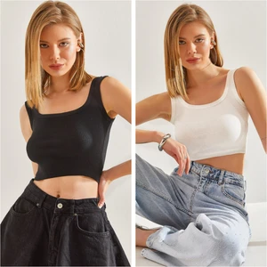 Kadın Askılı Fitilli Kaşkorse Ikili Bluz