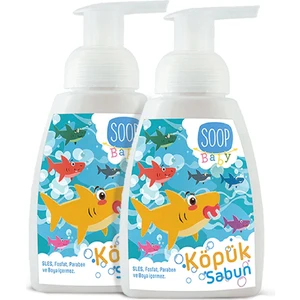Soop Baby Shark Bebek Köpük Sabun Pudra Kokulu 2 x 300 ML | Vegan Hipoalerjenik 