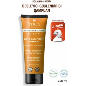 Sülfatsız ve Tuzsuz Şampuan, Kolajen Biotin B7 İçerikli Parabensiz, Nemlendirici Vegan Şampuan 250ml