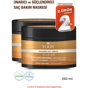 2'li Saç Bakım Maskesi 360° Yoğun Onarıcı Hyaluronik Asit ve Keratinli Saç Maskesi 2 Adet x 250ML