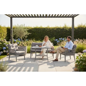 Tu Tienda Kaş 2+1+1+Sehpa Bahçe Balkon Mobilyası,gri Kumaş /gri Rattan