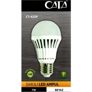 7 Watt E27 Duylu Şarjlı LED Ampul CT-4229 - Beyaz Işık